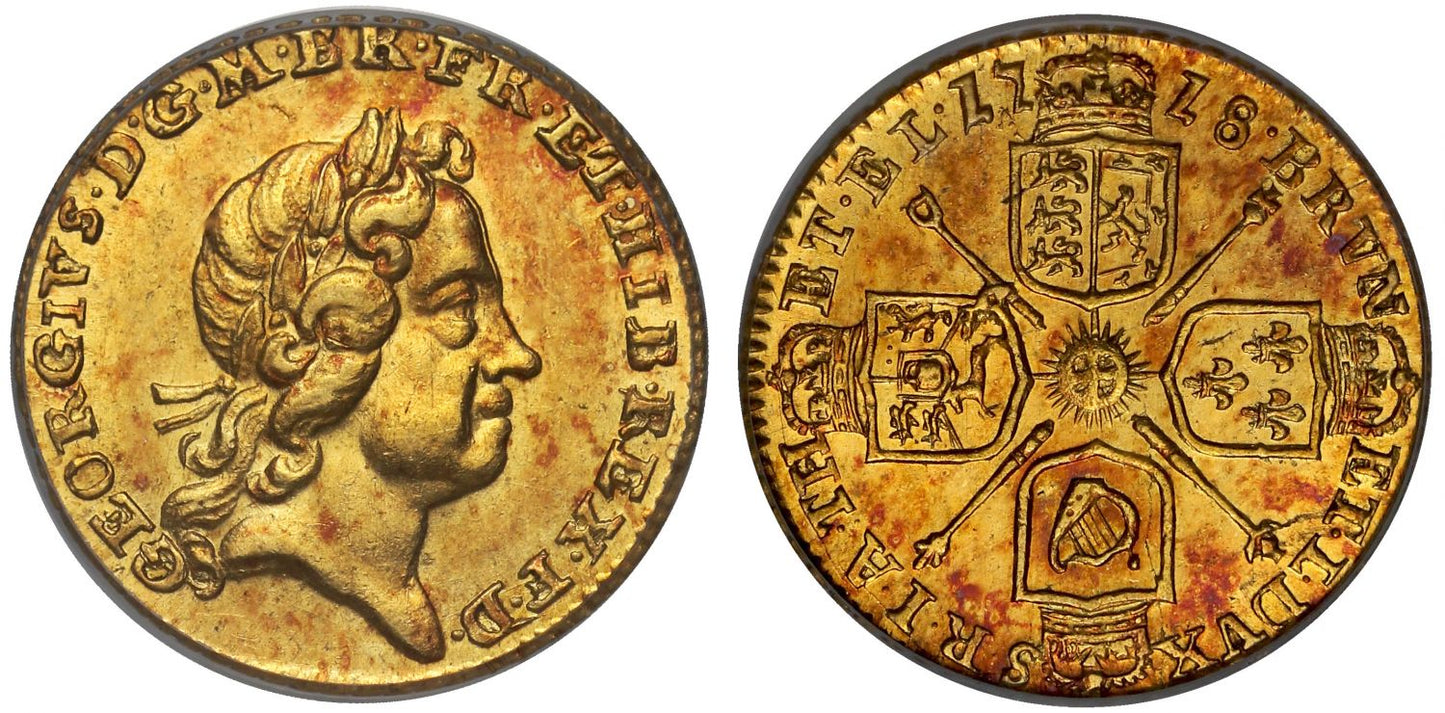 George I 1718 Quarter Guinea, one year only type, MS62