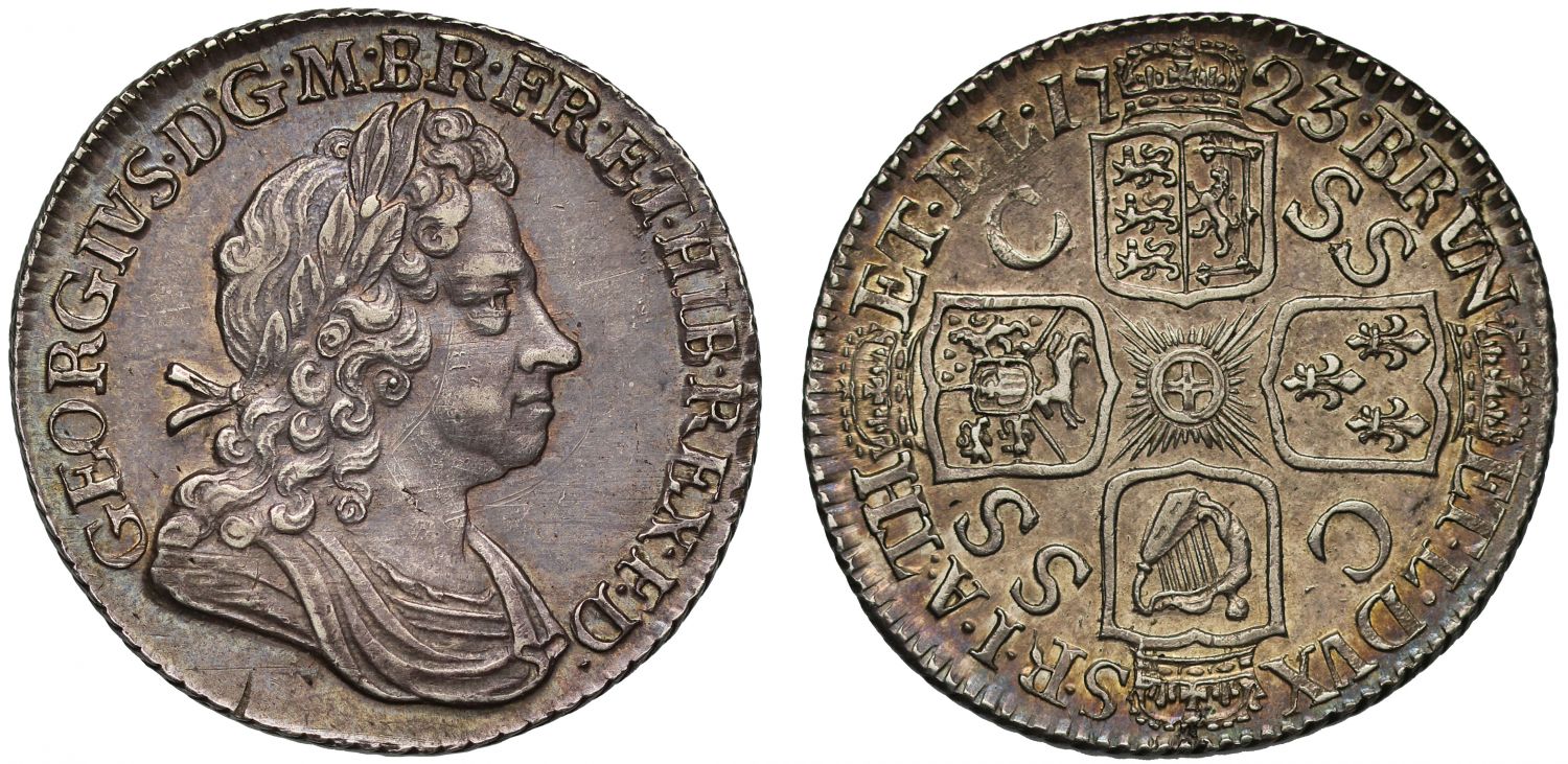 George I 1723 SSC Shilling, first bust