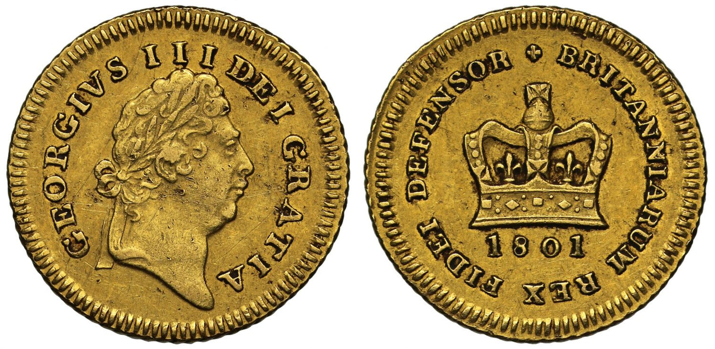 George III 1801 Third-Guinea, second type with date below crown, rarer date