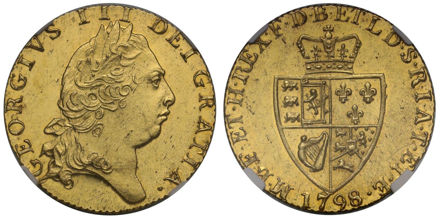 George III 1798 Guinea, fifth head, spade type reverse, MS62+